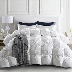 puredown® Goose Down Comforter King Size, 800 Fill Power, 100% Cotton Winter Oversized Down Duvet Insert 700 Thread Count, Heavyweight Cloud Fluffy Pinch Pleat Extra Warmth