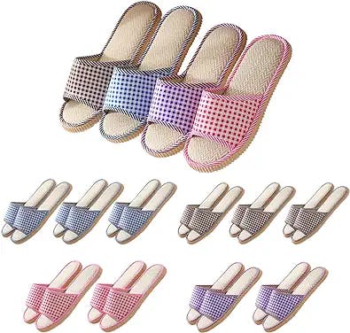 10 Pairs Washable House Slippers for Guests,Disposable Slippers for Guests,Breathable Open Toe Indoor Slipper,Spa Slipper for Guests,Home,Bedroom,Hotel,Travel,Unisex Universal Size(6 Large Size+4 Medium Size)