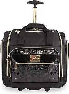 BEBE Women's Danielle-Wheeled Under The Seat Carry On Bag, Telescoping Handles, Black Croc, One Size