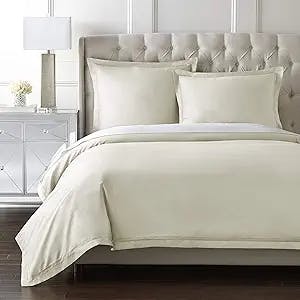 Pure Parima Luxury Duvet Cover Set 100% Certified Egyptian Cotton, Cool Breathable Ultra Soft Double Hem-Stitched Sateen Weave, Hidden Zipper Closure 1 Duvet Cover and 2 Pillow Shams (Ivory, King)