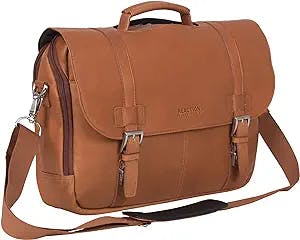 A Distinguished Lady's Take on the Kenneth Cole Reaction Show Business Full-Grain Colombian Leather Dual Compartment Flapover 15.6-inch Laptop Business Portfolio, Cognac
