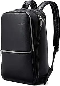 Samsonite Classic Leather Slim Backpack, Black, One Size