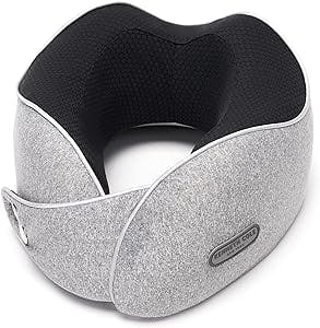 Kenneth Cole New York Travel Neck Pillow with Memory Foam Support for Sleep, Headrest in Flight, Car, Home, Office, or While Gaming, Grey